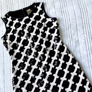 Taylor Dresses Black and White Sequin Mini Dress